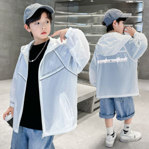 Boys Summer New Lightweight Outdoor Sun Protection Clothes Reflective Mesh Anti-Reflective Childrens Clothing Polyester Fiber