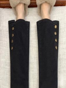 Black Stretch Slim Looking Cover Stylish Bootcut Pants Plus Size Plus Size Ladies High Waist Straight-leg Denim Ninth Female