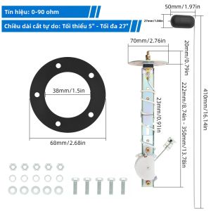 Cảm Biến Đo Mức Nhiên Liệu Ô Tô Phổ Thông 0-90Ohms Dành Cho Xe 12V Và Thuyền - Cảm Biến Phao Nhiên Liệu Có Chiều Dài 425cm