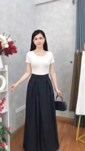Quần ống rộng lưng cao ỐNG RỘNG VẢI FOS thời trang đai dán-QVHC