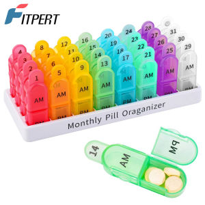 Monthly Pill Organizer 2 Times A Day - 30 Day Pill Box AM PM One Month Medicine Organizer Hold VitaminsSupplementsMedication