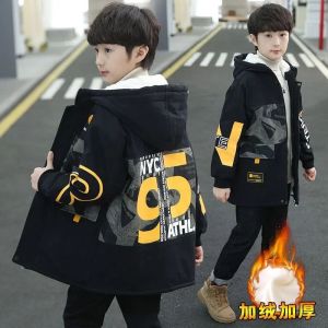 Thickened Fleece Boys Jacket Autumn Winter New Style Casual Handsome Windbreaker Childrens Outerwear Polyester Fiber Coat