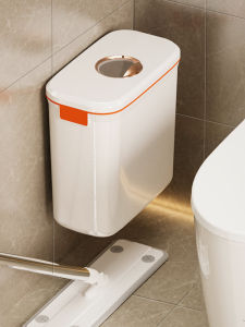 Bathroom Wall-Mounted Trash Can with Lid Kitchen Toilet Gap Paper Basket No-Punching Household Cleaning Tool Long-Tube Shape