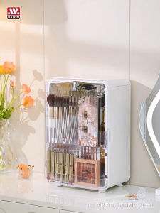 SG RumahHome® Luxury Cosmetic Storage Box Desktop Organiser Dust-proof Dressing Table Holder Large Capacity For Makeup Stationery Skincare Lipstick