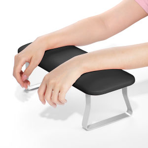 ที่วางแขนขนาดใหญ่สําหรับเล็บเบาะไมโครไฟเบอร์หนัง PU ที่วางแขนเล็บหมอนมือนุ่มสตูลวางเท้าพร้อมขาตั้งสแตนเลส