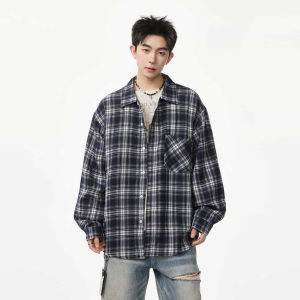 WUKONGYOUHUO | Retro Plaid Casual Long Sleeve Shirt
