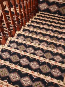 European Style Non-Slip Wooden Stairway Mat Home Use Adhesive Free Carpet Full Coverage Silent Pad Plant Floral Pattern
