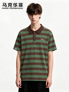Mark Fairwhale | Retro Striped Trendy Mens Polo Shirt