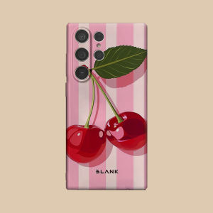 Cherries on Pink Stripes For Samsung Galaxy S26 S25 S24 A56 A36 Phone Case Protection Cover for Women Girl Blank