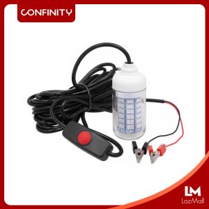 CONFINITY 12V 15W 108LED Underwater Fishing Attract Light LED Lamp Fish Finding System Light with 30ft Power Cord and Battery Clip