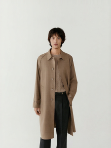 ICICLE | Lightweight Silky Wool Woven Loose Lapel Windbreaker