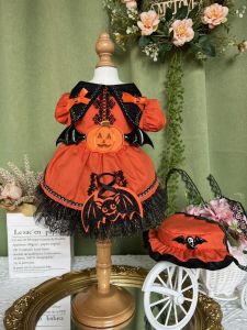 ฟักทองฮาโลวีนแฮนด์เมด กระโปรง ชุดสัตว์เลี้ยง น่ารัก ปีศาจน้อยที่กําหนดเอง โลลิต้า สไตล์แมวสุนัขวันหยุด เดรส ตู้เสื้อผ้าขึ้น