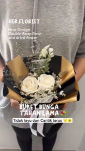 HER.FLORIST [NEW] Double Soap & Dried Flower Bouquet / Buket Bunga Sabun dan Bunga Kering Hadiah Kado (SMALL size)
