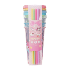 Miniso | Bộ 4 Cốc Nhựa Hút Ống Hút Kitty Global Life Thiết Kế Hoạt Hình Dễ Thương Sản Phẩm Gia Dụng Đang Thịnh Hành Phù Hợp Mọi Lứa Tuổi