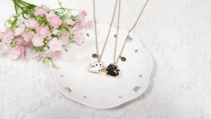 2pc Cute Cat Magnetic Necklace for Women Princess Heart Best Friend BFF Alloy Jewelry Cartoon Pendant