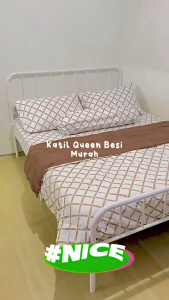 TableTrove Queen Metal Bed Frame-Heavy Duty-Anti-Rust Katil Besi for Hostel/Home 铁艺床