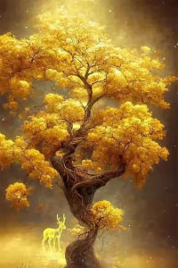 Jigsaw Puzzle for Adults 1000Pieces Abstract Gold Money Tree Artwork DIY Craft Home Wall Decoration Gift Idea
