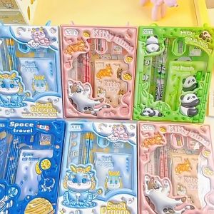 Cartoon Stationery Creative Cute Hand-Held Stationery Gift Box Student Stationery Childrens Prize Christmas Gift