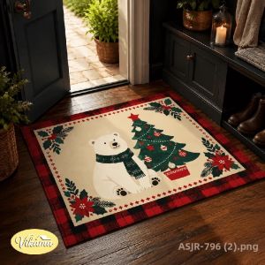 Thảm Cửa Hoạt Hình Giáng Sinh VIKAMA Thảm Polyester Mềm Chống Trượt Cho Lối Vào Phòng Ngủ Nhà Bếp Trang Trí Nhà Ngày Lễ