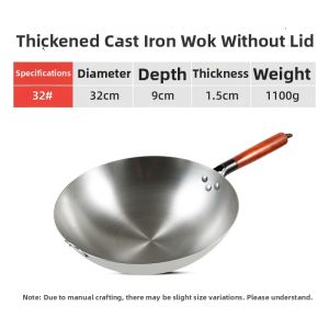 MOLORE | Non-coating Cast Iron Wok Wooden Handle