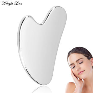 Gua Sha Facial Tool Stainless Steel GuaSha Massage Tool Natural Universal Facial Silver Metal Gua Sha Board for SPA Acupuncture