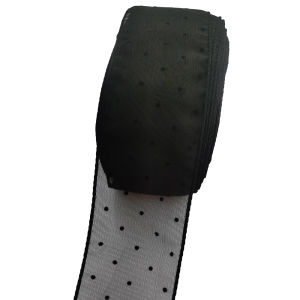 5.5cmBlack Polka Dots Flocked Organza Ribbon for DIY Handmade BowsHair ClipsGift Wrapping Flower CraftLace Trim Material