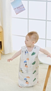 Anakkidsg---Double-sided vest baby sleeping bag childrens pure cotton sleeping bag anti-kicking quilt thin version