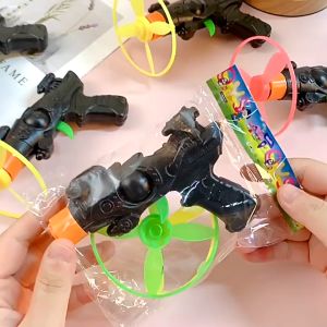 Children Launcher Flying Saucer Toy Flying Disc Shooting Soaring Ejection Catapult Funny Outdoor Games for Kids 旋转飞碟陀螺玩具