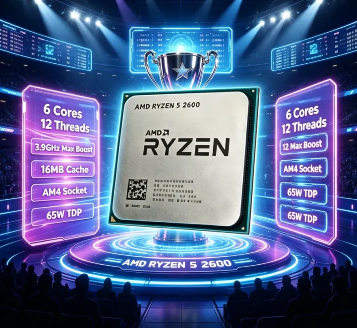AMD | DIY Gaming PC Components AMD R5 2600 AM4 CPU 12nm 12MB Cache 3.9GHz High Frequency Multi-thread Desktop Processor Without Fan