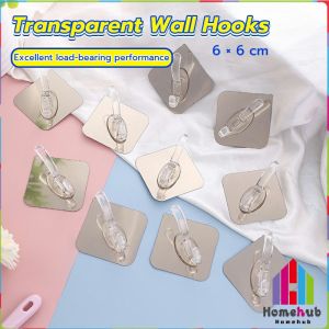 HB Transparent Wall Hooks Hangers Self Adhesive Door Wall Hangers Kitchen Bathroom Organizer Holder