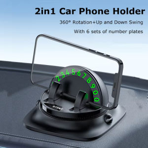 HLINKEY ที่วางโทรศัพท์ที่วางโทรศัพท์ซิลิโคน360แบบหมุนได้ที่ใส่โทรศัพท์ทุกชนิดแผงหน้าปัดรถยนต์ใหม่พร้อมป้ายหมายเลขที่จอดรถแบบเรืองแสง