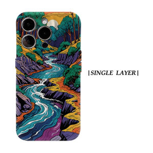 Potdemiel | Aurea Case Matte Bumper For Magsafe Case For iPhone 17 16 15 14 Plus 13 Pro Max Shockproof Hard PC Retro River Valley Landscape