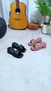 Women Sandals Korean Fashion Block Heel Buckle Open Toe Slip On Thick Bottom Casual Shoes Versatile Summer Footwear
