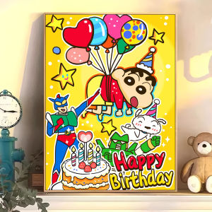 Bandai | Oil Painting Crayon Shin-chan The Family Anime By Numbers Modern Wall Decor for Living Room Bedroom Perfect Gift No Frame