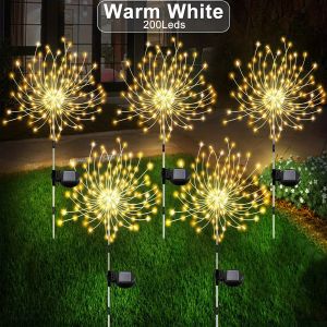 HOOPET | 1 Pack Solar Fireworks Lights OutdoorHoliday Lighting Firework Lights For Garden PatioHalloweenChristmasWeddingWall Decor