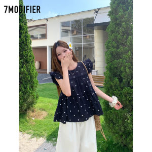 7.Modifier | Áo Sơ Mi Dễ Thương Kiểu Hàn Quốc Có Lỗ Đấm Tay Phồng Rộng