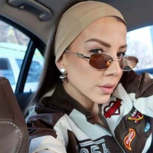 2025 New Alphabet Versatile Elegant and Fashionable Womens Elliptical Frame Sunglasses with Sun Eye and Internet Red UV Protect