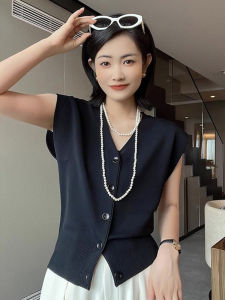 Korean Style Casual Fashionable V-Neck Vest Summer Fly Sleeve Sun Protection Knitted Open Cardigan Slimming Top Womenswear