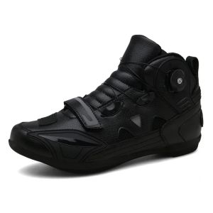 Mens Motorcycle Ankle Boots Motocross Racing Shoes Leather Motorcyclist Boots Women Breathable Mesh Biker Boots Anti-slip Shoes