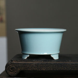 Purple Sand Flower Pot Ceramic Bonsai Basin Japanese-Style Painted Hand-Painted Chinese-Style Classical Wentang Basin Three-Legged Small Basin Calamus Basin