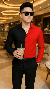 Áo sơ mi Áo Sơ Mi nam đẳng cấp phổi 2 màu sang trọng cổ trễ lịch lãm trẻ trung thu hút người nhìn H21