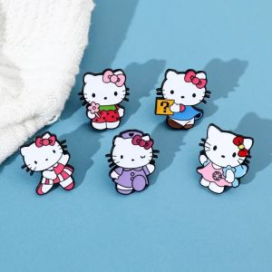 Sanrio Hello Kitty Brooch Q Figurals Anime Action Figures Alloyed Badges Clothing Merchandise Decoration Children Birthday Gifts