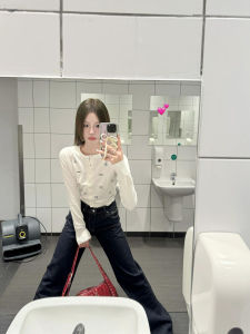 AmericanVintageSoftLittleDogEmbroideryShortKnitSweaterEarlyAutumnNewLazyStyleSaltSystemVersatileMorningCommuteTopwoman