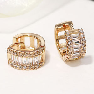 Huitan Fashion Womens Hoop Earrings with Sparkling Cubic Zirconia Fancy Female Ear Accessories Good Quality Wholesale Jewelry