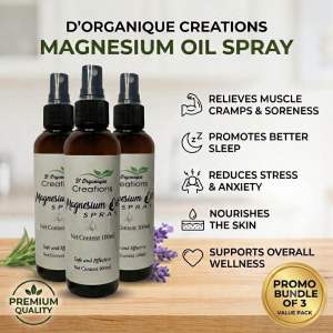 DOrganique Creations Magnesium Oil Spray 100ml (BUNDLE OF 3)LAVENDER SCENT|Transdermal Magnesium•Water-Based Formula•Muscle relaxation•Improves sleep•Stress relief