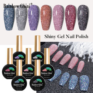Rainbow Ghini 7 Colors 15ml Purple Crushed Diamond Nail Gel Polish Glitter Professionals Gel Varnishes For Manicure Hema Free