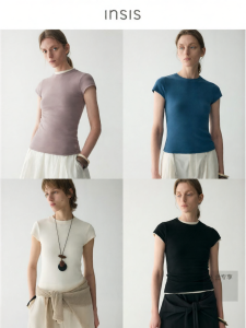 INSIS FEMME | Cotton-like Summer New Design Frictioned Round Neck Short Sleeve Body Fit T-shirt