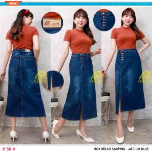 ROK JEANS ALESYA SKIRT // ROK JEANS KANCING SEBELAH // ROK JEANS BELAH SAMPING