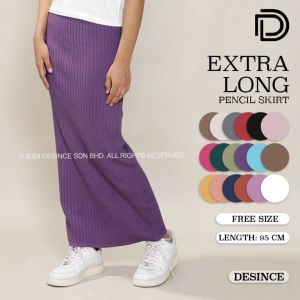 🇲🇾 DESINCE Woven Pencil Skirt Waist Elastic Ironless Multi Color Skirt Labuh Free Size Skirt Perempuan WP 059