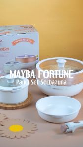 PANCI SET MAYBA Fortune 9 pc Healthy White granit - STEAMER BAMBO - GAGANG BISA DILEPAS - dilengkapi tatakan silicone tahan panas - bisa semua jenis kompor termasuk induksi - MAYBA